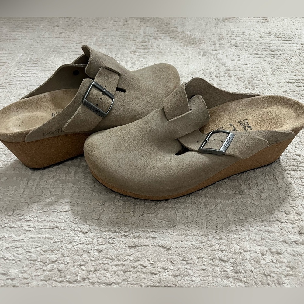 Papillio Birkenstock Fanny Suede Heeled Clogs